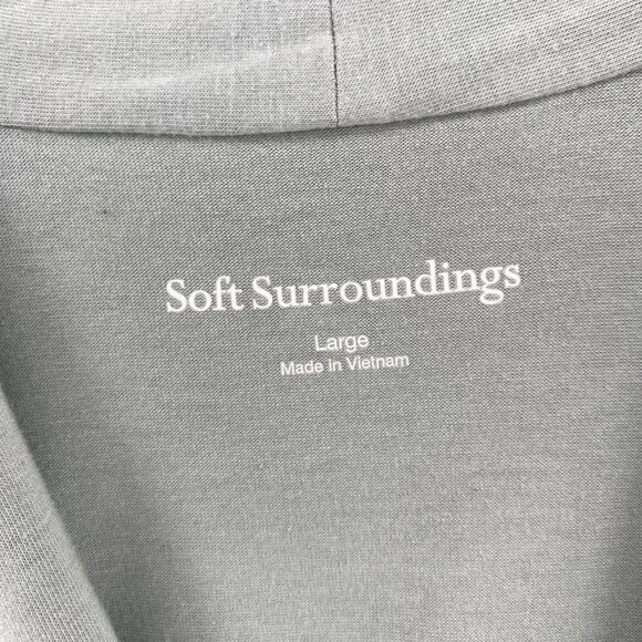 Soft Surroundings Top Womens Large Alondra Knit Green Surplice Stretch Ruched - Picture 5 of 9